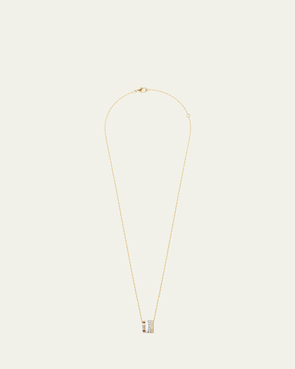 Quatre White Edition 18K Tricolor Gold Pendant Necklace with White Ceramic and Diamonds